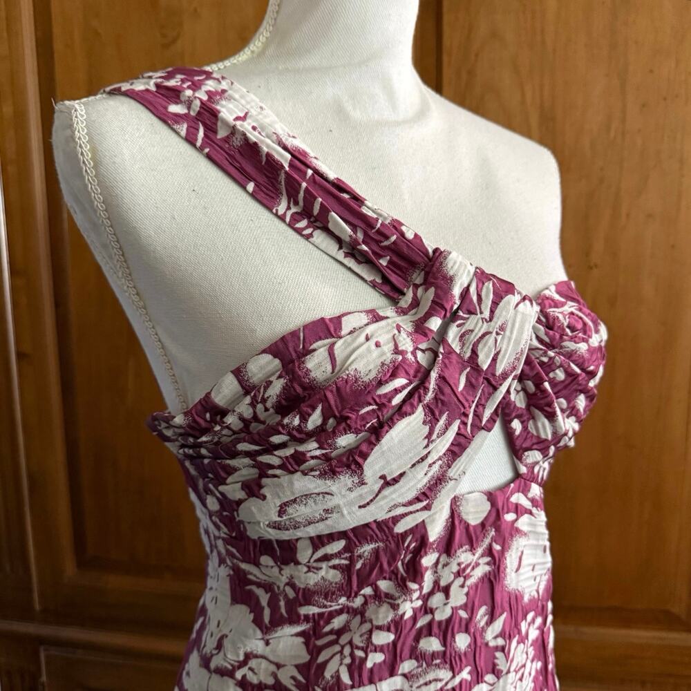 Alexis Livie one shoulder sheath mini dress Fuschia pink jacquard women’s M med - Picture 7 of 13